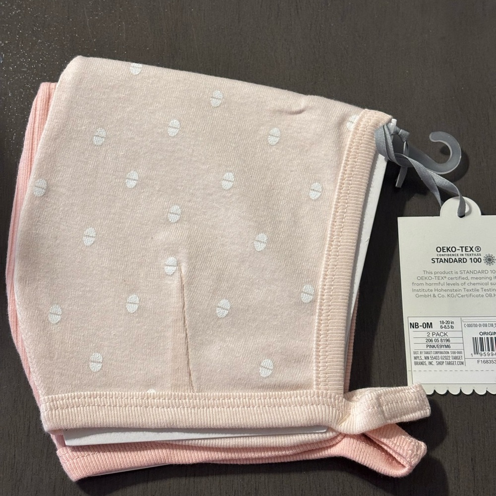 NWT Cloud Island 2 Pk Baby Bonnets (Pink)